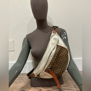 Studded Cream and Brown Crossbody Bag